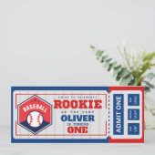 Eerste jaar down honkbal ticket verjaardag kaart (Staand voorkant)