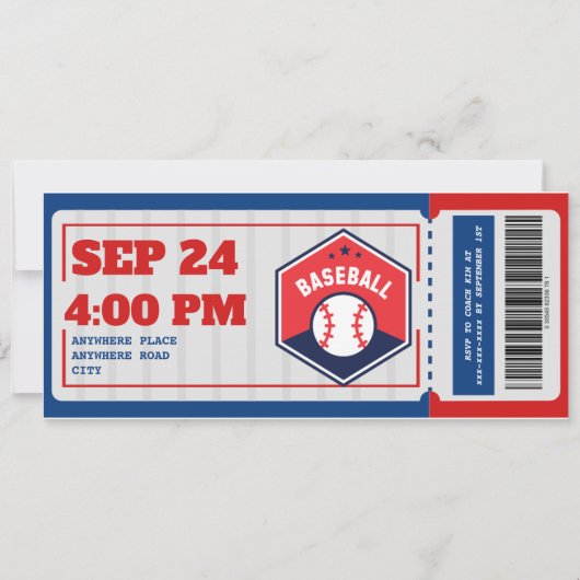Eerste jaar down honkbal ticket verjaardag kaart (Achterkant)