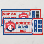 Eerste jaar down honkbal ticket verjaardag kaart (Voorkant / Achterkant)