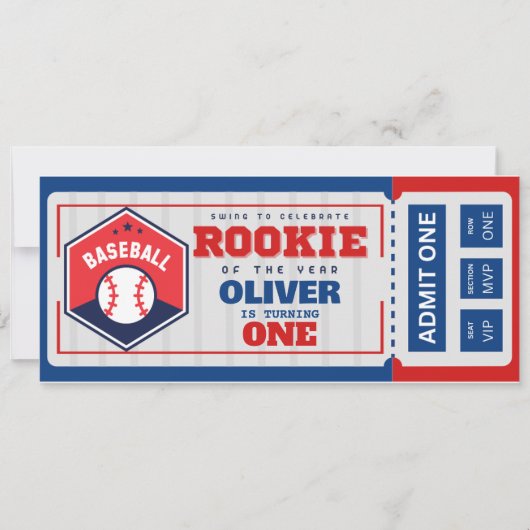 Eerste jaar down honkbal ticket verjaardag kaart (Voorkant)