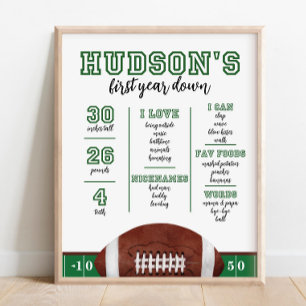 Eerste jaar Down Milestone Board 1st Birthday Stat Poster