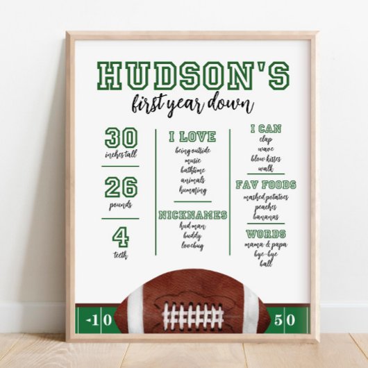 Eerste jaar Down Milestone Board 1st Birthday Stat Poster