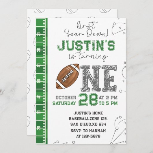 Eerste jaar Down Verjaardag Uitnodiging Eerste jaa (Voorkant / Achterkant)