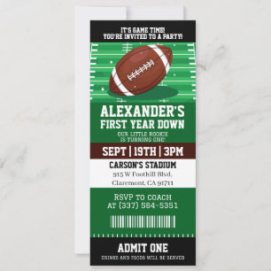 Eerste Jaar Down Voetbal Ticket 1e Verjaardagsfees Kaart