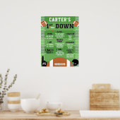 Eerste jaar Down Zwart Football 1st Verjaardagssch Poster (Keuken)
