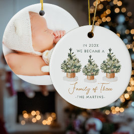 Eerste jaar Familie van drie kerstbomen Foto Keramisch Ornament