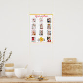 Eerste jaar Floral Maandelijkse Foto's Poster (Keuken)