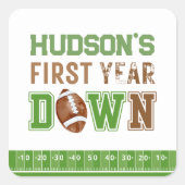 Eerste Jaar Football 1e Verjaardag Vierkante Sticker (Voorkant)