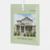 Eerste jaar Foto Modern Green Glass Ornament (Voorkant links)