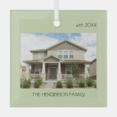 Eerste jaar Foto Modern Green Glass Ornament (Voorkant)