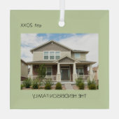 Eerste jaar Foto Modern Green Glass Ornament (Achterkant)