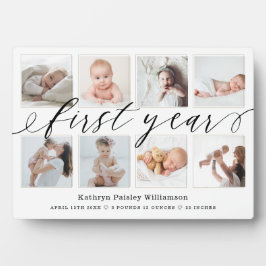Eerste jaar geboorte en fotocollage fotoplaat