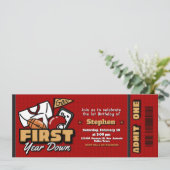 Eerste Jaar Gedaan - Voetbal Ticket Kaart (Staand voorkant)