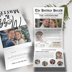 Eerste Jaar Getrouwd Kranten Nieuws Foto Collage Drieluik Wenskaart