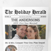 Eerste jaar Getrouwde krant Nieuws Fotocollage Drieluik Wenskaart (Binnenzijde eerst)