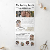 Eerste jaar Getrouwde krant Nieuws Fotocollage Drieluik Wenskaart (Binnen)