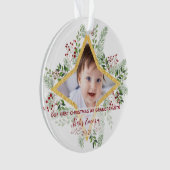 Eerste jaar Grootouders Gold en Floral Kerstmis Ornament (voorkant)