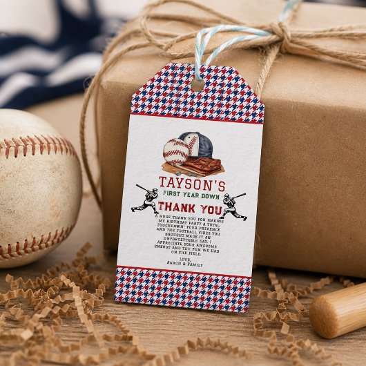 Eerste Jaar Honkbal 1e Verjaardag  Cadeaulabel