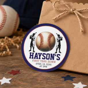 Eerste Jaar Honkbal 1e Verjaardagsfeestje Ronde Sticker