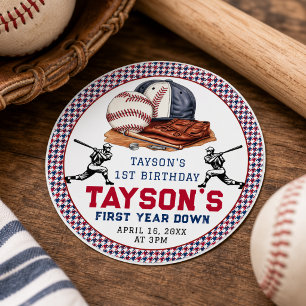 Eerste Jaar Honkbal 1e Verjaardagsfeestje Ronde Sticker