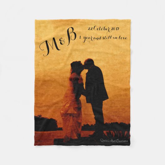 Eerste jaar huwelijksverjaardag aandenken fleece deken (Voorkant)