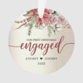 Eerste jaar Ingaged Poinsettia Floral Kerstmis Ornament (voorkant)