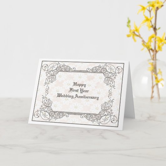 Eerste jaar Jubileum Kaart (Gele Bloem)