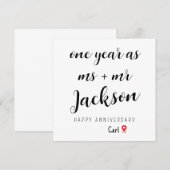 Eerste jaar Jubileum Kaart voor man (Voorkant / Achterkant)