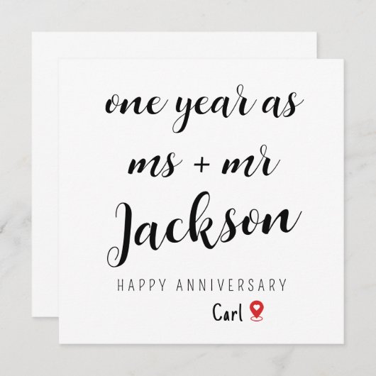 Eerste jaar Jubileum Kaart voor man (Voorkant / Achterkant)