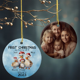 Eerste jaar Kerstmis als familie van 4 eend famili Keramisch Ornament