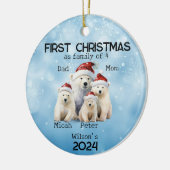 Eerste jaar Kerstmis als Familie van 4 Polar Beer Keramisch Ornament (Links)