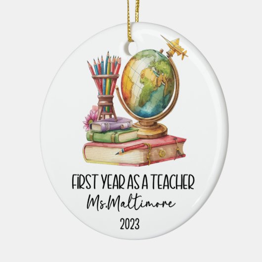 Eerste jaar leraar kerst ornament (Links)