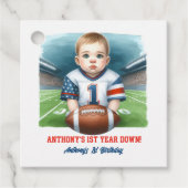 Eerste jaar naar beneden Football 1e verjaardag Bedankjes Labels (Voorkant)