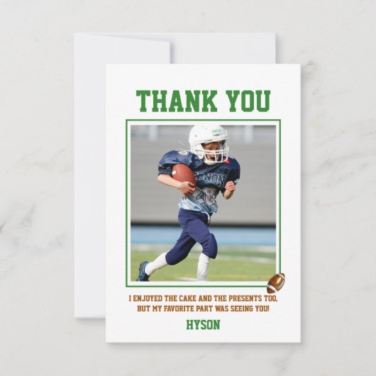 Eerste jaar naar beneden | Football 1e verjaardag Bedankkaart (Voorkant)