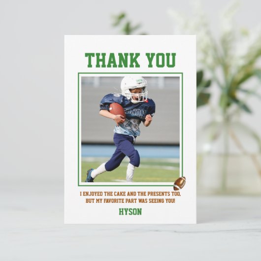 Eerste jaar naar beneden | Football 1e verjaardag Bedankkaart (Staand voorkant)