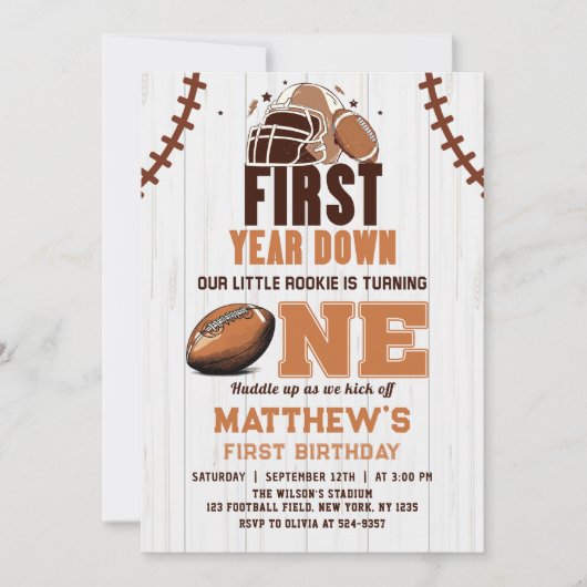 Eerste jaar naar beneden Football 1e verjaardag Kaart (Voorkant)