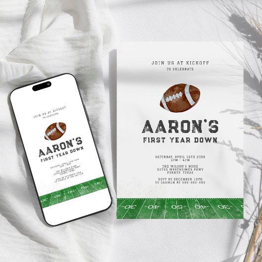 Eerste jaar naar beneden Football 1e verjaardag Kaart