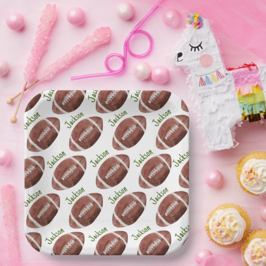 Eerste jaar naar beneden Football 1e verjaardag Papieren Bordje (Feest)