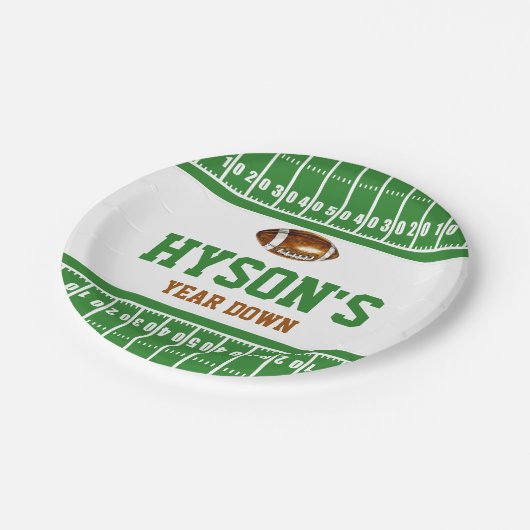 Eerste jaar naar beneden | Football 1e verjaardag Papieren Bordje (Gekanteld)