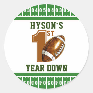Eerste jaar naar beneden   Football 1e verjaardag Ronde Sticker