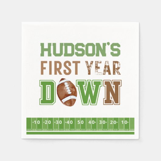 Eerste jaar naar beneden Football 1e verjaardag Servet (Voorkant)