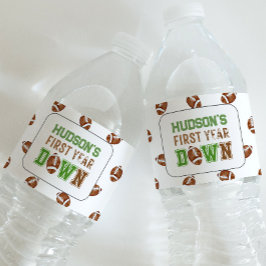 Eerste jaar naar beneden Football 1e verjaardag Waterfles Etiket