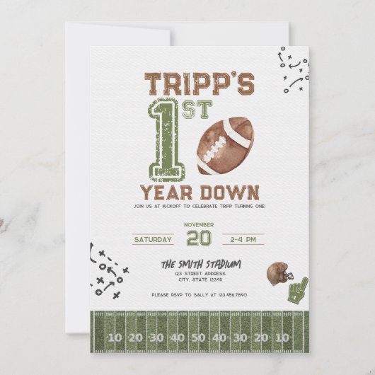 Eerste jaar naar beneden | Jongen Football Verjaar Kaart (Voorkant)