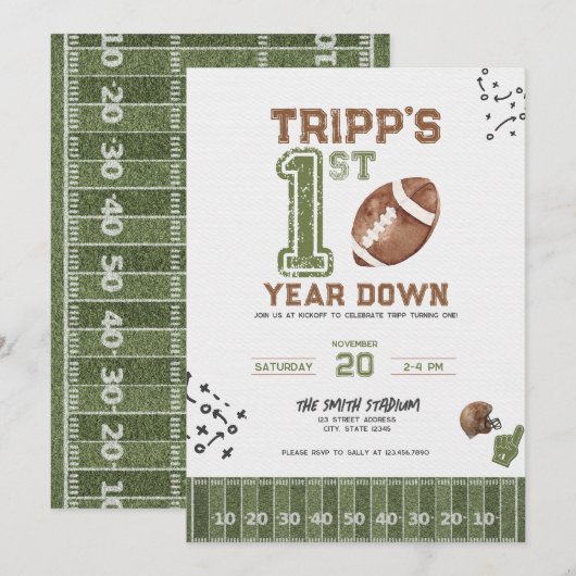 Eerste jaar naar beneden | Jongen Football Verjaar Kaart (Voorkant / Achterkant)