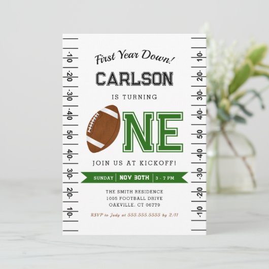 Eerste jaar omlaag | Football Boy 1e verjaardagsfe Kaart (Staand voorkant)