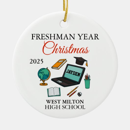 Eerste Jaar Op De Middelbare School Ornament 2026, (Voorkant)