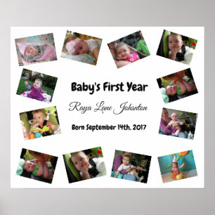 Eerste jaar op maat gesneden Poster voor baby's