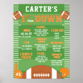 Eerste jaar Oranje Football 1e verjaardag schuimsc Poster (Voorkant)