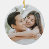 Eerste jaar Rode Poinsettia Floral Kerstmis Keramisch Ornament (Achterkant)