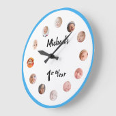 Eerste jaar van de baby 12 maanden foto's verjaard grote klok (Hoek)
